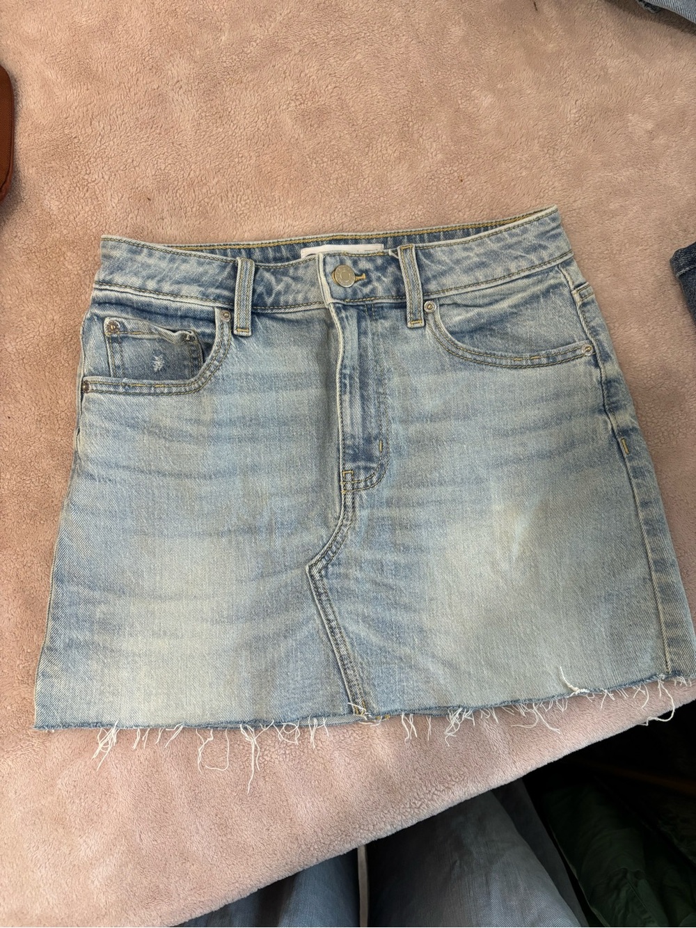 DAZE Light Wash Denim Mini Skirt - Blue
